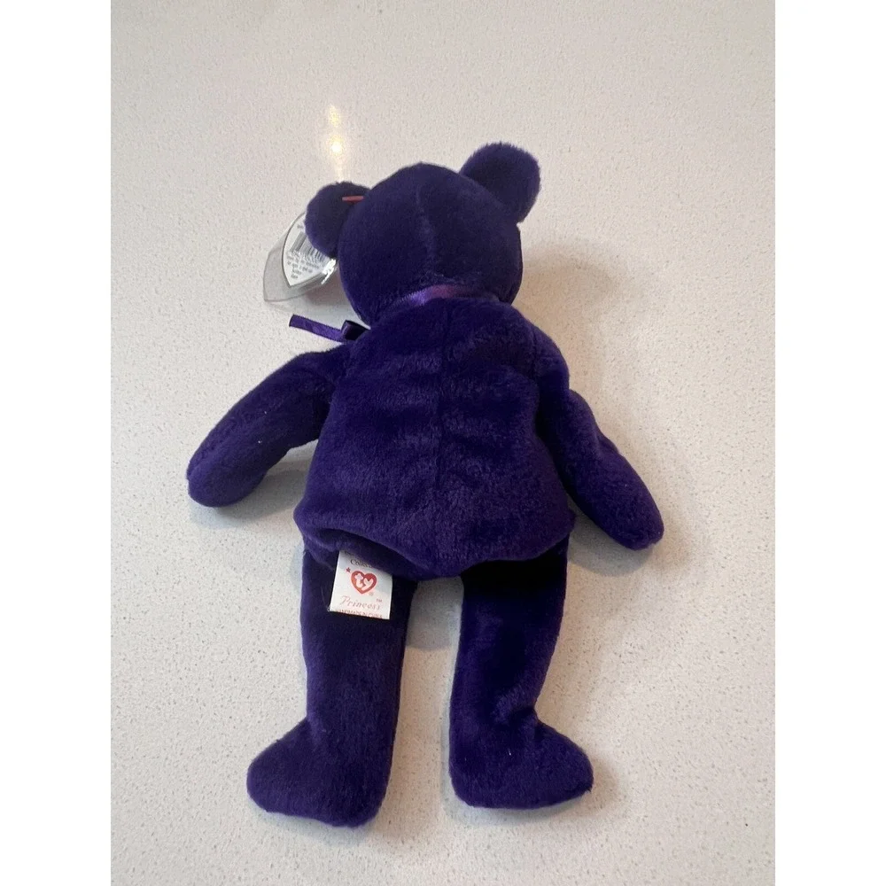 Rare Vintage Beanie Baby Princess Diana‎ Bear 1997 PVC PelletsPurple Plush Toy